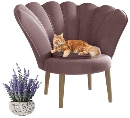MartHome Glamour Fauteuil - Chaise en Velours, Confortable Fauteuil Rembourré, Chaise Coquille De Haute Qualité, Fauteuil De Salon Moderne, Fauteuil De Design Élégant, Fauteuil en Velours (Rosé)
