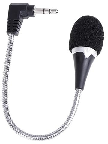 CABLEPELADO Mini micrófono Flexible | Micrófono de Repuesto para Auriculares de Juegos | Conexión Jack 3.5 mm | Cuello de Cisne | Apto para teléfono móvil, PC, portátil, Notebook, Podcast, Skype