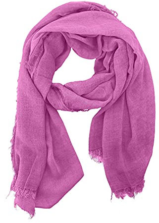 Sciarpa Donna Uomo Elegante Leggera Morbida a Stola Rettangolare in Fibra di Bambù a Tinta Unita o Fantasia Colori (Fucsia)