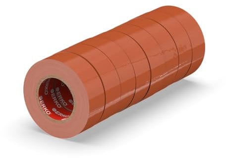 ERKO Isolierband Braun 19mm x 20m PVC Set 8 Stück Elektrische Leitungen Reparatur, Hochflexibel mit starker Klebekraft, Chemiebeständig, Wasserfest, Klebeband