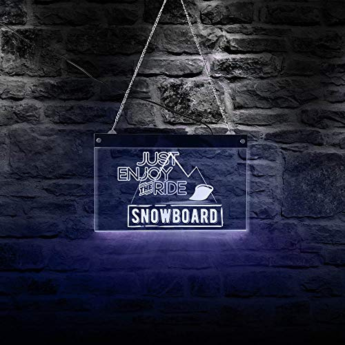 30 cm x 19 cm Just Enjoy The Ride Snowboard LED-Neonlichter buntes Neonschild Snowboarder Beleuchtung Geschenk Rechteckige Werbetafel Lichtschilder