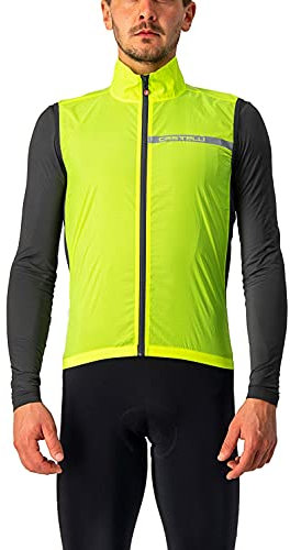 Castelli Squadra ST. Vest Sports, Hombre, Amarillo Fluorescente/Gris Oscuro, S