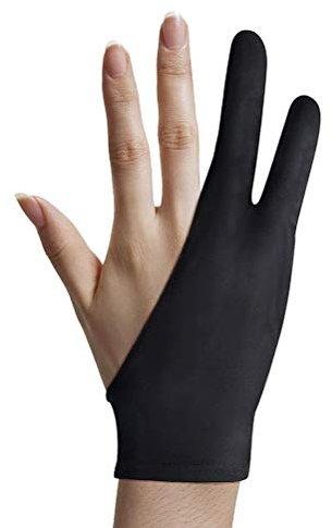 VOUNEDA Guante antiincrustante, tamaño libre, para dibujo de tableta, color negro, guantes antiincrustantes, guantes de dos dedos, guantes de dibujo para tableta, tableta, dibujo, tableta, etc
