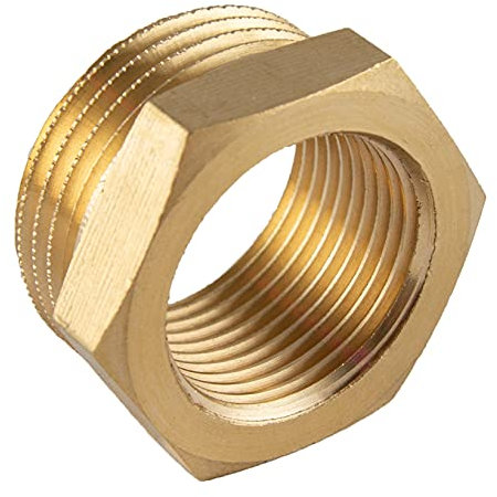 konst-install Reduzierstück 1/2 auf 1/4 Zoll (AG Ø 21mm x IG Ø 11,5mm) aus Messing, Außengewinde X Innengewinde, AG/IG Reduzierung, Gewinde-Fitting