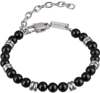 Breil, Herrenarmband Wise Collection, Edelstahl- und Schwarzes Onix-Armband für Herren mit Schickem und Rustikalem Design