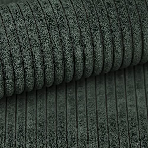 Fabreco - CORDSTOFF Polsterstoff Meterware - Stoff Meterware (100cm x 142cm) | 380 g/m2 | POSTON Dekostoff Breitcord - Polsterstoff Möbelstoff - Möbelstoffe: Cord Stoff für Sofa & Stühle (Grün)