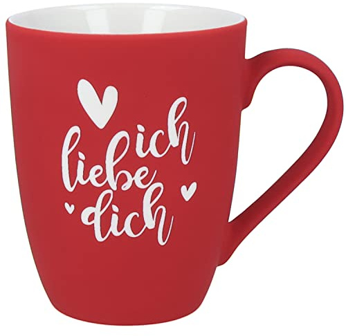 Spruchreif | Soft-Touch Tasse Rot Ich liebe Dich – Beidseitig gravierte Liebestasse mit Herz-Motiv | Romantisches Geschenk für Partner, Freundin oder Ehefrau