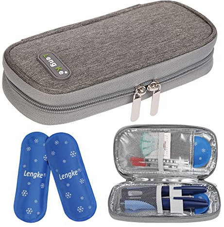 BOMKEE Bolsa de Aislado para Diabética, Portátil Medicamentos Estuche de Viaje Bolsa de Insulina con 2 Paquetes de Hielo para Bolígrafos de Insulina Suministros para Diabéticos