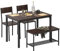 sogesfurniture Mesa de Comedor Conjunto de 4 Piezas, con Mesa de Comedor 110 * 70 * 76 cm, Dos Sillas, un Banco con Estructura de Metal, Mesa de Cocina Rectangular Conjunto, Color Nogal Negro