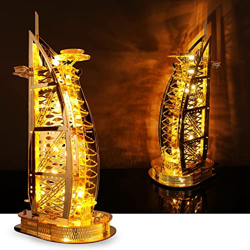 GalaSpark Super 3D Puzzle Erwachsene - 3D Architektur Puzzle Gebäudemodell - 3D Acryl Puzzle Modell - Goldenes Wahrzeichen von Dubai