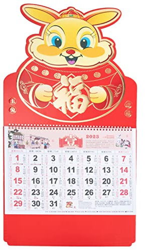 PRETYZOOM 2023 Jahr des Hasen-kalenders Chinesischer Monatskalender Mondpaste Chinesischer Kalender 2021 Wand Mauer 2023 Kalender Für Das Neue Jahr Weißer Karton China Daily Büro Papier