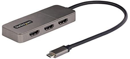 StarTech.com 3-Port USB-C Multi-Monitor Adapter, USB-C auf 3X HDMI MST Hub, Dreifach 4K 60Hz HDMI Laptop Display Extender/Splitter, HDR, extra langes Integ. Kabel, nur Windows (MST14CD123HD)
