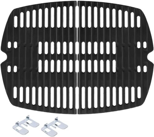 7644 Cooking Grid Grates for Weber Q100, Q1000, Q120, Q1200 Gas Grills, 516001, 516002, 50060001, 51010001, 51060001,BBQ Accessories for Weber Baby Q, Matte Cast Iron,2 Pack
