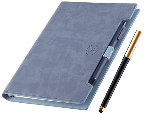 Klassisches Leder-Notizbuch, nachfüllbares Notizbuch mit linierten Seiten, persönliches Tagebuch,Geschenke, A5-Business-Tagebuch mit Taschen/Stifthalter,100 g/m² liniertes Papier,160 Seiten (blau)