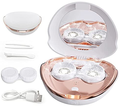 MORATER Contact Lens Cleaning Machine, Ultrasonic, 2 Modes, High Frequency Vibration, Portable, 60 Days Battery Life, White