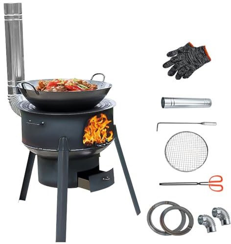 Camping Firewood Stove, Cast Iron Outdoor Wood Burning Stove Portable Detachable Charcoal Outdoor Cooking Stove and Accessories for Outdoor Bbq Picnic, Camping Heating, Fishing