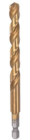 sourcing map 1/4 Hex Tige Foret 9mm Titane Perceuse M35 HSS 122mm Long | Foret Hélicoïdal Ensemble Haut Vitesse Acier Entièrement Rectifié pour Bois, Inox Acier, Métal, Plastique