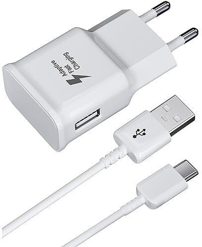 Chargeur avec Câble de Charge pour Samsung Galaxy A13, A14, S10,S9,S8 Plus,A51,A52,A53 5G,A33,A40, A30, A20e, S21,S20,Z Flip3,Z Fold2, Note 8 et Autres Smartphones, Chargeur Rapide Telephone