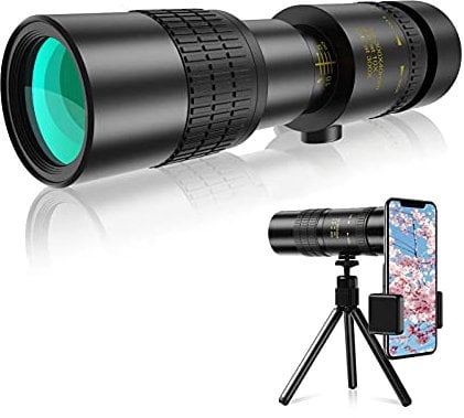 4K 10-300X40Mm Super Teleobjektiv Zoom Monokular Teleskop Für Handy, Mit Smartphone Adapter Stativ Anzug Für Wandern Camping Vogelbeobachtung