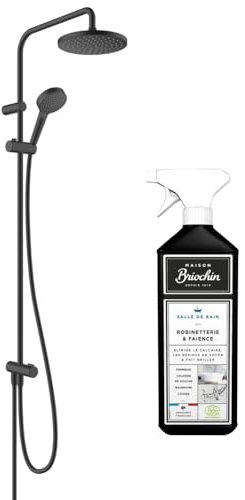Colonne de douche HANSGROHE Vernis Blend Reno 200 noir mat + nettoyant Briochin