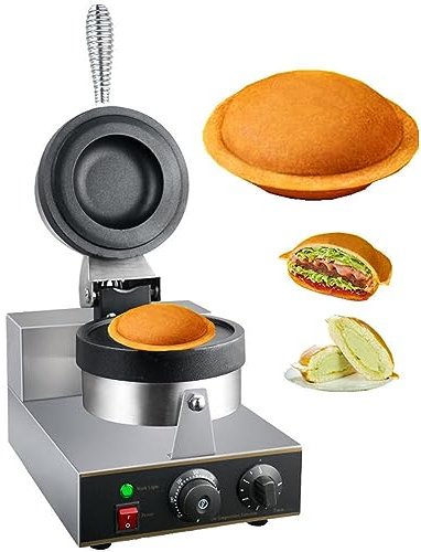 DRUXTO Commercial Burger Waffle Maker, 1300W Non Stick Electric Panini Press Burger Machine 50-300℃ temperature control Double-sided Heating 5 minutes timer Bubble Egg Waffles Baker Machine