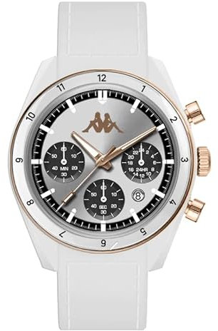 Orologio Cronografo Unisex Kappa Rush Ceramica KW-075 Cinturino in Silicone Bianco 45mm
