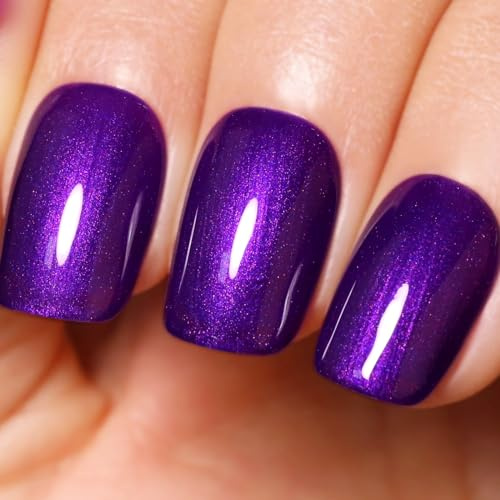 Ozzeal Smalto Semipermanente Glitter, Viola Intenso Perla Glitterato Smalto Semipermanente Unghie Autunno Inverno Gel Nail Polish Scintillio e lucentezza Smalto Gel Unghie Manicure 15ML