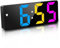 JQGO Digital Alarm Clock, Colorful Clock LED Alarm Clock Bedside Alarm Clocks Snooze Date Time Display 4 Colors Big Digit Brightness Adjustable USB&Battery Powered, Bedroom Home Office Travel-Black