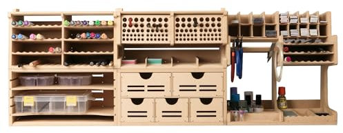 Bucasso Plastic Model Tool Organizer, Organize Plastic Model Building Tools Pliers/Tweezers/Brushes/Screwdrivers Stick Tools, MDF Material Model Workbench, Suitable for Tamiya/Gundam Tools GK Pro