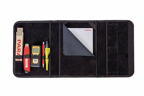 PARAT BASIC Aufmaßmappe 10,2 bestückt | Messmappe mit Laserentfernungsmesser, Zollstock & Tabletfach | Aufmaß-Set für Handwerk & Bau | Werkzeugmappe aus Kunstleder | sofort einsatzbereit