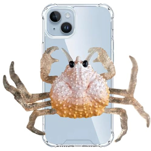 Seconddog 3D Finger Pinch Crabs Funny Stretching Decompression Phone Case Compatible with iPhone 14 Pro,Trendy Soft TPU Transparent Ugly Case Compatible for iPhone 14 Pro(Orange)