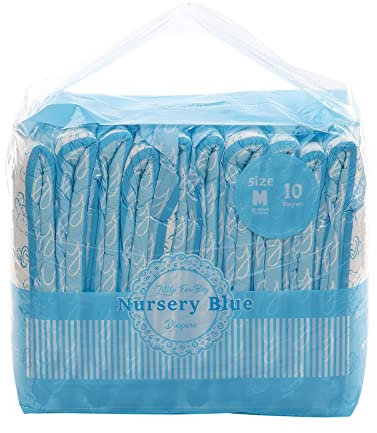 LittleForBig Erwachsenen Gedruckten Windeln 10 Stück - Kindergarten Blau (Medium 70-95 cm)