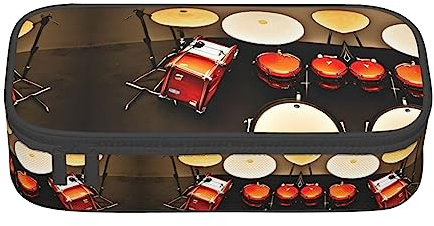 KoNsev Schlagzeug-Set, Standarddruck, Federmäppchen, Büro-Schreibtisch-Organizer, tragbar, niedliches Schreibwaren, Erwachsene, große Aufbewahrungstasche für Stifte