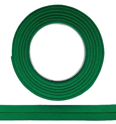 ME:NaMa Schrägband aus 100% Baumwolle - 10 m x 20 mm (gefalzt) - Hochwertiges Einfassband, Baumwollband, Schrägband - Ideal zum DIY-Nähen - In Belgien hergestellt, auf Einer Rolle (Grün)