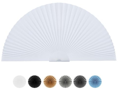 Tenda ad arco per finestra, a semicerchio, in tessuto non tessuto, autoadesiva, filtrante la luce, mezza luna, rotonda, tenda plissettata per porta d'ingresso (1, bianco, 183 x 91 cm)