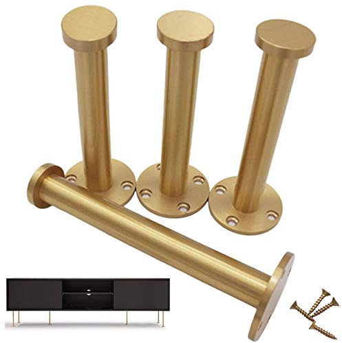 Möbelbeine, 4Er-Set, Möbelbeine, Messing-Tischbeine, Metall-Möbelfüße, Verstellbare Schrankbeine, Diy-Ersatzfüße Für Sofa, Couch, Stuhl, Couchtisch, Ottomane, Mit Schrauben (Gold, 160 Mm/6,3 Zoll..