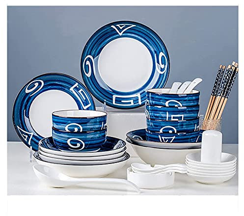 Speiseteller, stilvolles Tafelservice für Restaurant und Zuhause, modernes Keramikgeschirr-Set, Service für 8–12 Personen, japanischer Stil, Teller- und Schüssel-Sets, Geschirr-Sets – komplette Porze