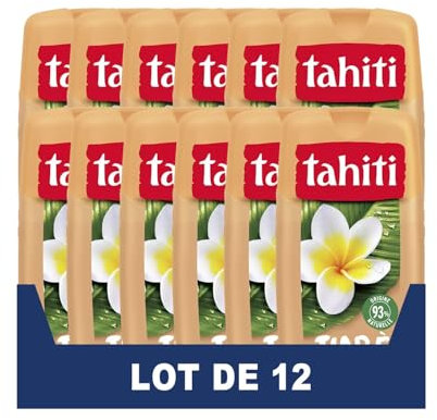 TAHITI - Gel Douche Tahiti Tiaré sensuelle - Formule à Base d'Ingrédients d'Origine Naturelle - Lot de 12 x 250 ml