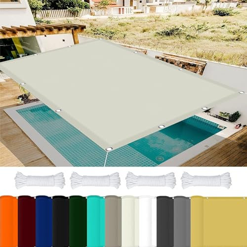 Vela Ombreggiante Quadrata 3.5 x 5 m 98% Protezione UV Vela Ombreggiante Parasole con Occhielli per Giardino, Balcone, Piscina, Avorio