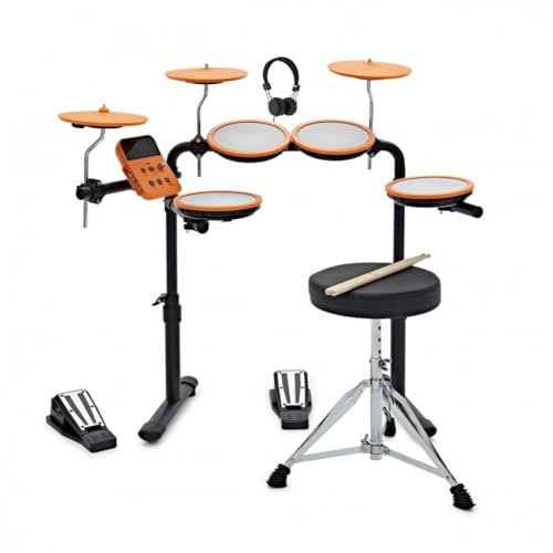 VISIONDRUM Batería Electrónica con Sillín y Auriculares, Naranja