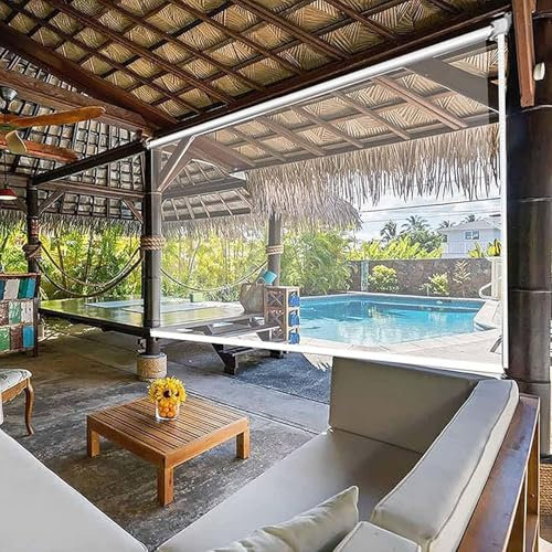 MAYFABD Tende a Rullo Trasparente per Esterni Tende a Rullo Grande Plastica in PVC Tenda Trasparente Impermeabile per Porte Finestre Patio Gazebo del Balcone,200 * 200cm