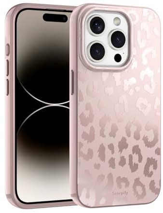 SCORPIFY für iPhone 15 Pro Max Hülle [kompatibel mit Magnetic] mit nacktem Leoparden Muster, mattem Geparden Design, niedlicher cremefarbener Handyhülle für Frauen und Mädchen