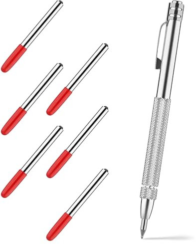XUKZIMA 1 Pcs Penna per Incisione in Tungsteno per Legno Acciaio e Vetro Include 6 Punte di Ricambio