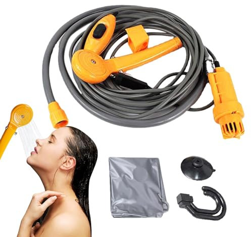 Doccia portatile per campeggio, doccia da campeggio all'aperto,doccetta a mano plug and play - doccetta a mano, doccia mobile a tubo, lavaggio auto pulizia 12 V, pompa doccia per la r