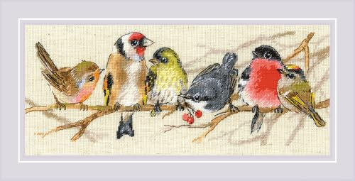 Riolis Kreuzstich Stickpackung Vögel auf dem Ast, Zählmuster, 35x15cm