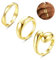 Dochais 3 Stück Gold Ring Damen, 14 Karat Vergoldete Ringe Set, Chunky Rings,Gold Verstellbare Ringe, Fingerring Einfacher Bandring Stapelbare Offene Golden Ring für Frauen Mädchen Größe 52