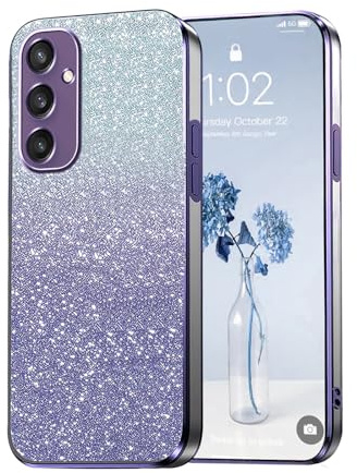 PanXCase Glitzer Hülle für Samsung Galaxy A56 5G | Transparente Glitzer-Handyhülle für Mädchen/Frauen, Elegant, Bling und Durchsichtig, Ultradünn, Stoßfeste Schutzhülle, Purple