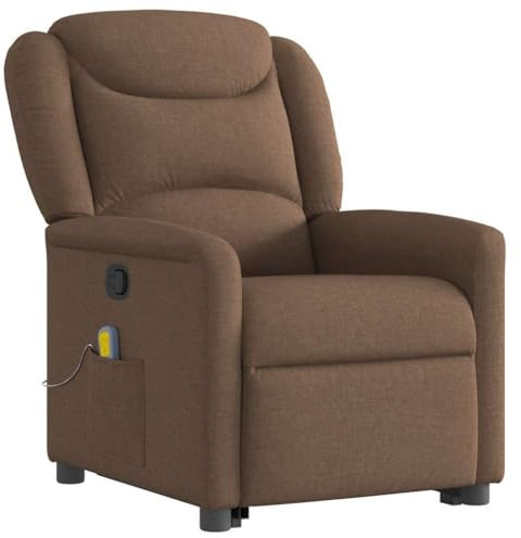 KOIECETA Massagesessel Aufstehsessel Sessel für Relaxsessel TV Sessel mit schlaffunktion und aufstehhilfe Fernsehsessel Liegefunktion mit Aufstehhilfe Braun Stoff