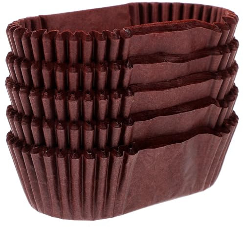 Alipis 1000Pcs Paper Mini Loaf Pans, Boat Shape Oval Cake Paper Tray Safe Grease Proof Cupcake Liners for Baking Cakes, Bread Loaves, and Meat (Brown)