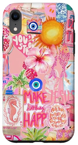 European Summer Coastal Preppy Pink Case for iPhone XR